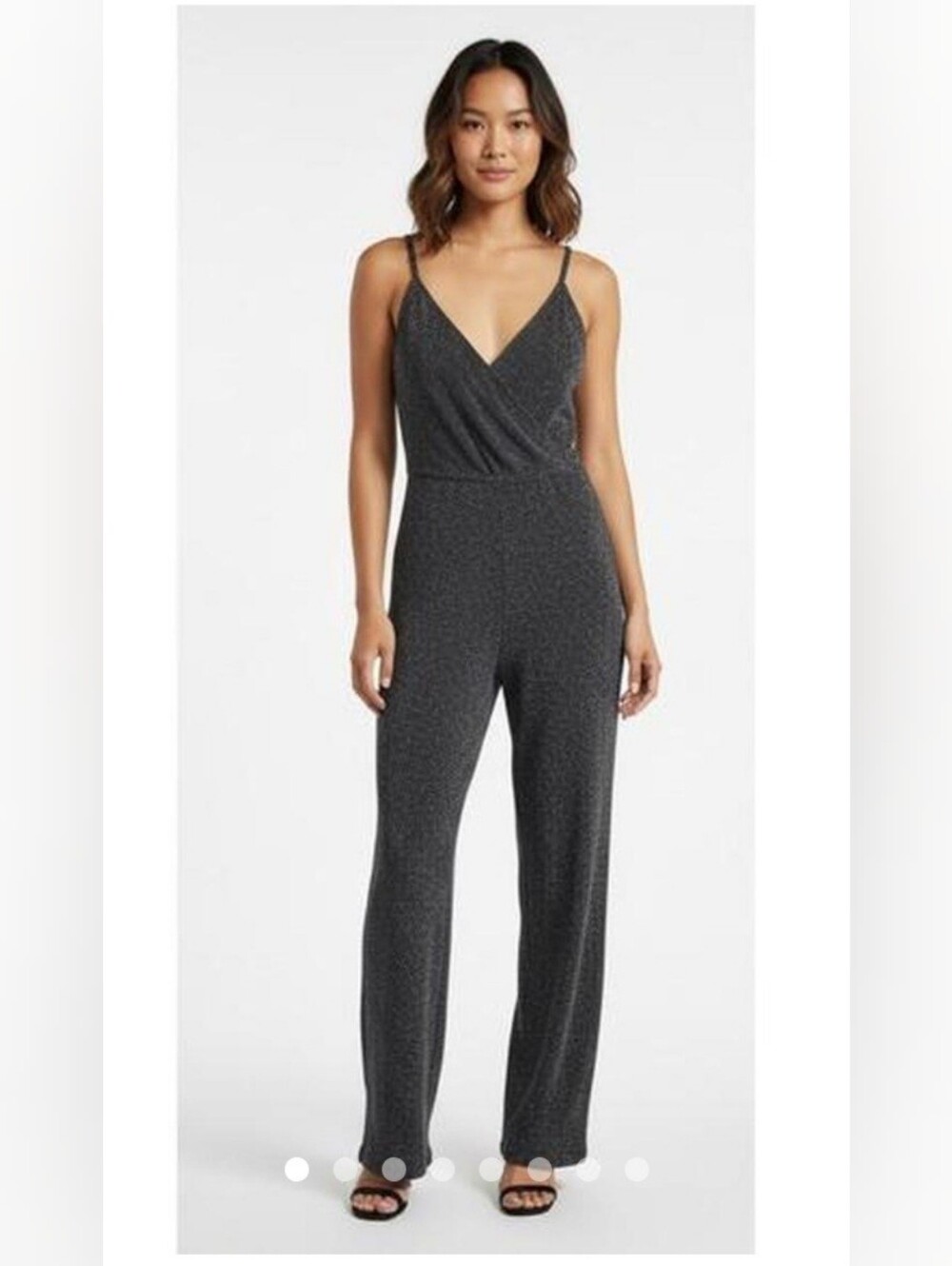H&M Divided black and silver sparkly spaghetti-strap wrap V- neck jumpsuit
